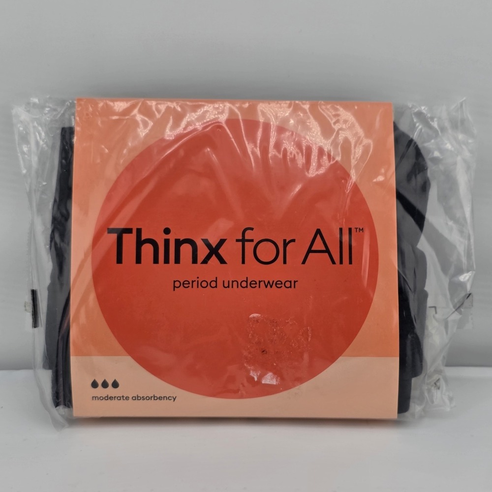 Thinx for All Period Underwear Womens Size XL Black‎ Brief Moderate Absorbency